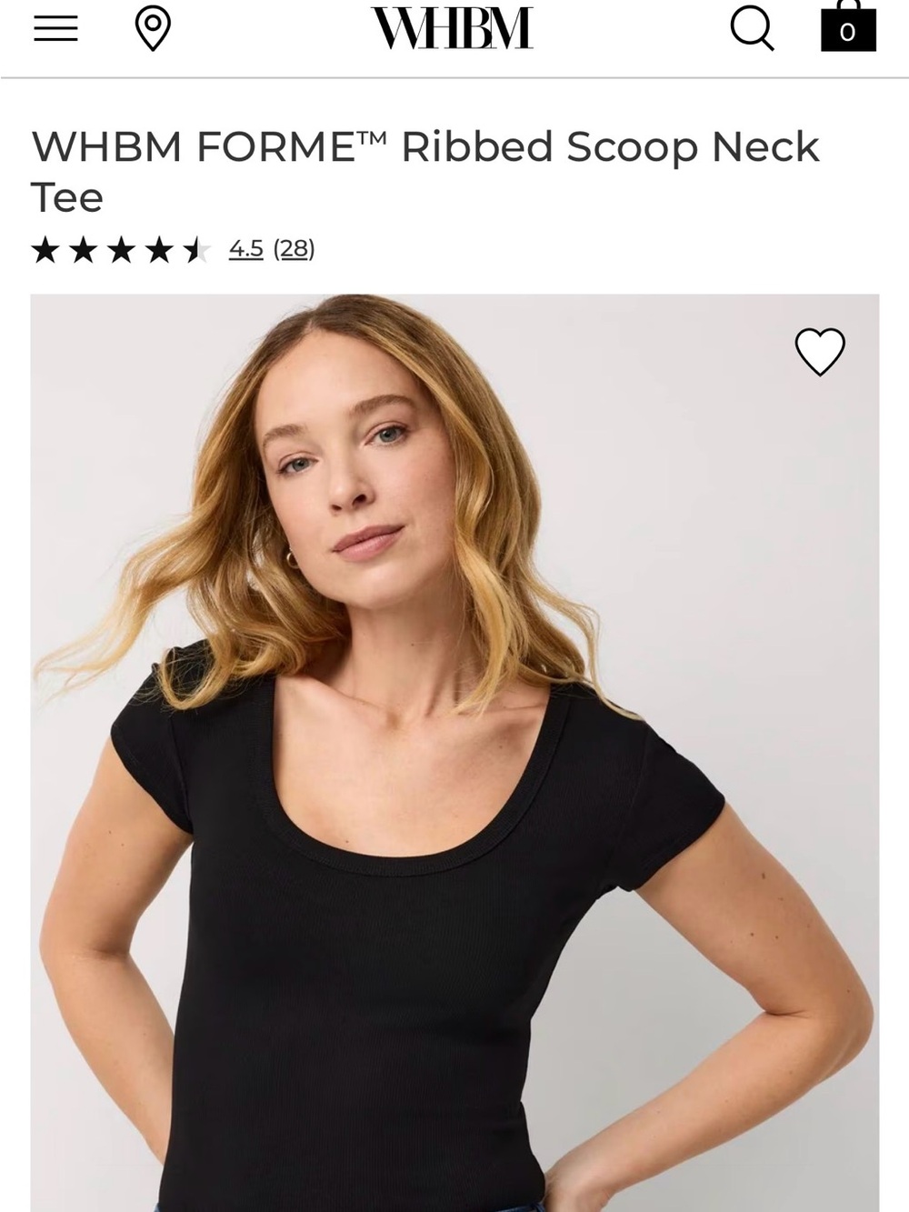 WHBM Black Ribbed Scoop Neck Tee -set of 4 nwot size medium